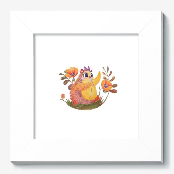 Картина «Милая акварельная птичка с цветами»