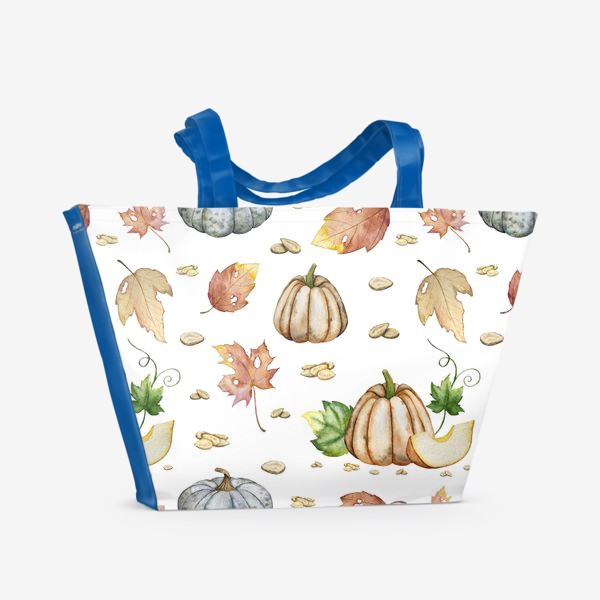 Пляжная сумка «Тыквы. Акварель. Осень. Бесшовный паттерн»
