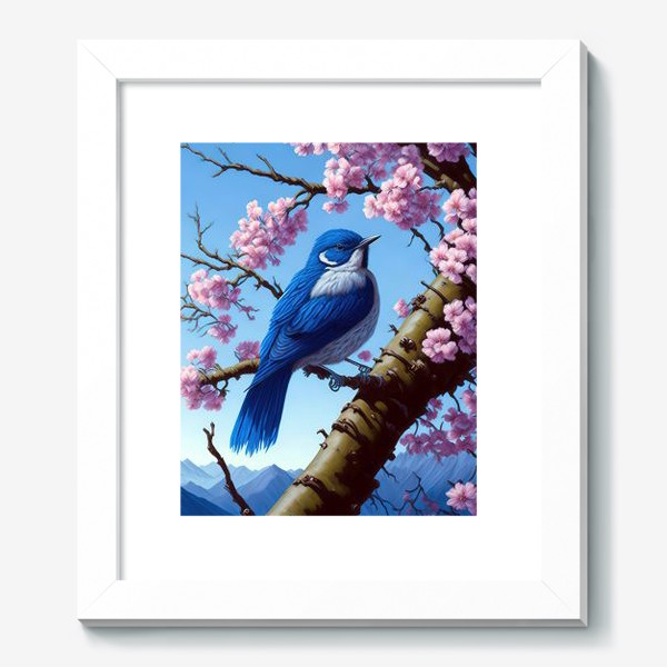 Картина «Синяя птичка и сакура»
