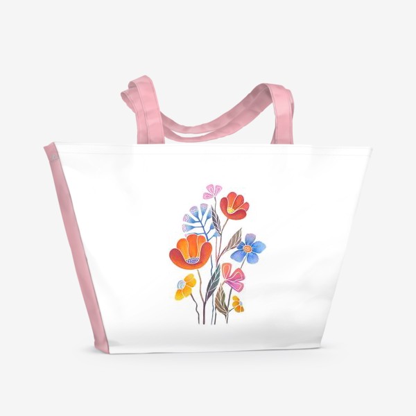 Пляжная сумка «Букет цветов акварель»