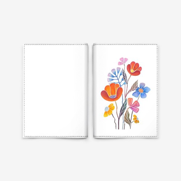 Обложка для паспорта «Букет цветов акварель»