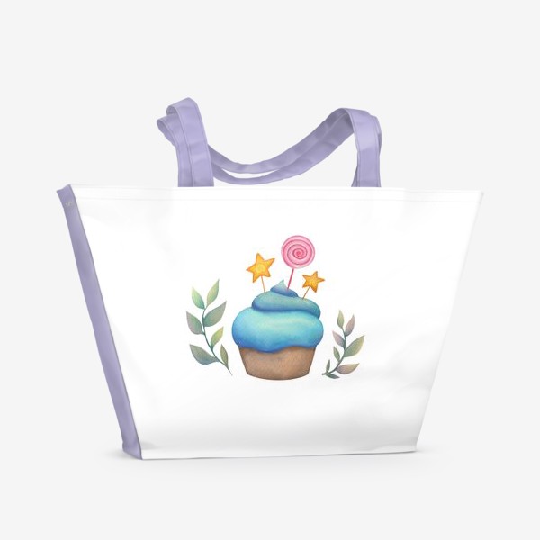 Пляжная сумка «Акварельный праздничный кекс»