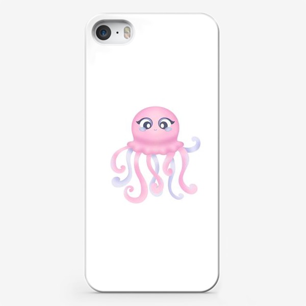 Чехол iPhone «Розовая медуза - забавный детский принт»