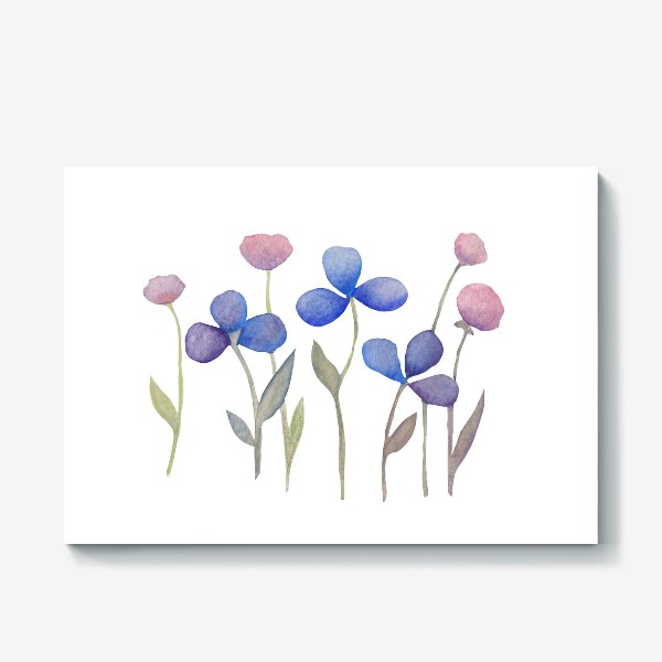 Холст «Синие цветы - акварель»