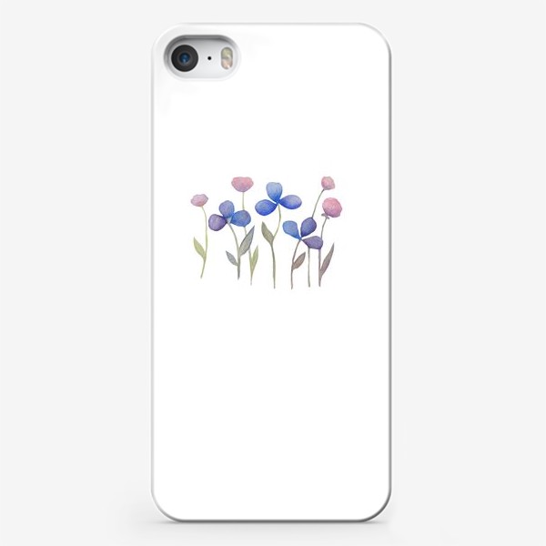 Чехол iPhone &laquo;Синие цветы - акварель&raquo;