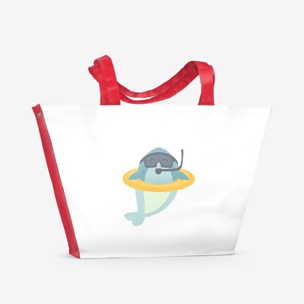 Пляжная сумка «Забавная акула - детский принт с животными»