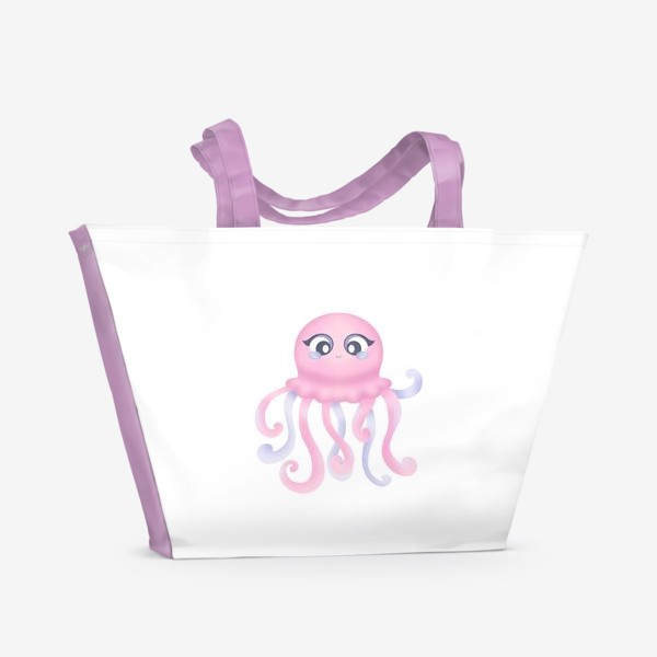 Пляжная сумка «Розовая медуза - забавный детский принт»