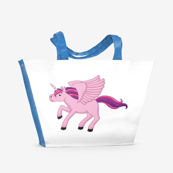 Пляжная сумка «Розовый единорог-пегас»
