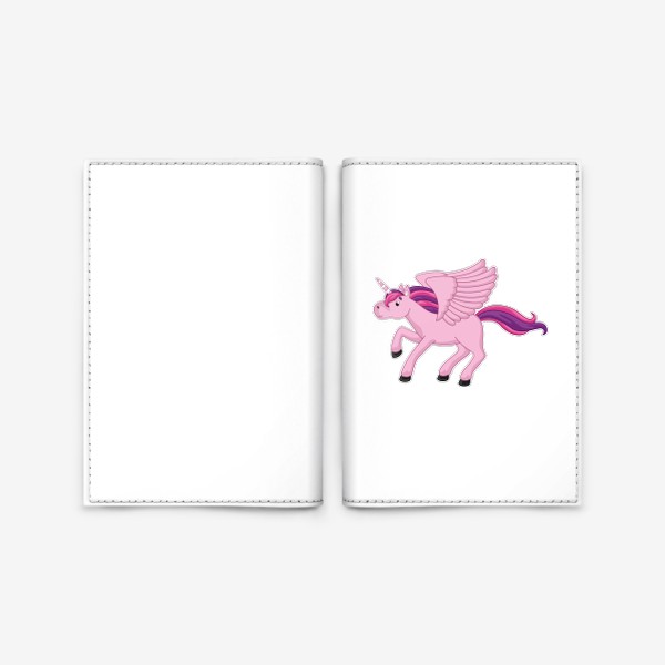 Обложка для паспорта &laquo;Розовый единорог-пегас&raquo;