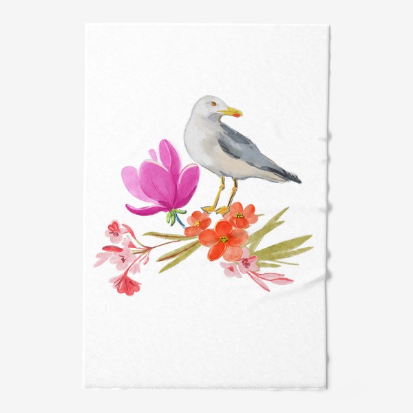 Полотенце «чайка в цветах»