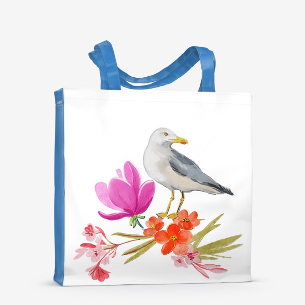 Сумка-шоппер «чайка в цветах»