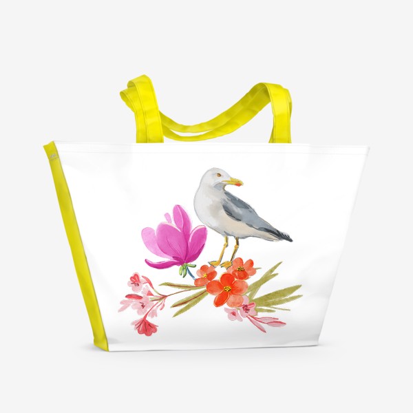 Пляжная сумка &laquo;чайка в цветах&raquo;