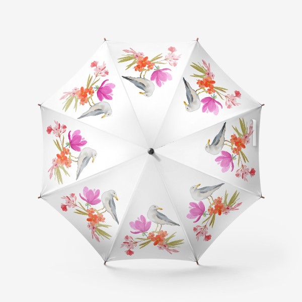 Зонт «чайка в цветах»