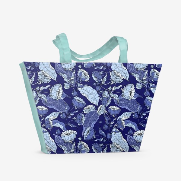 Пляжная сумка «Цветочный принт  с пионами, рисунок»