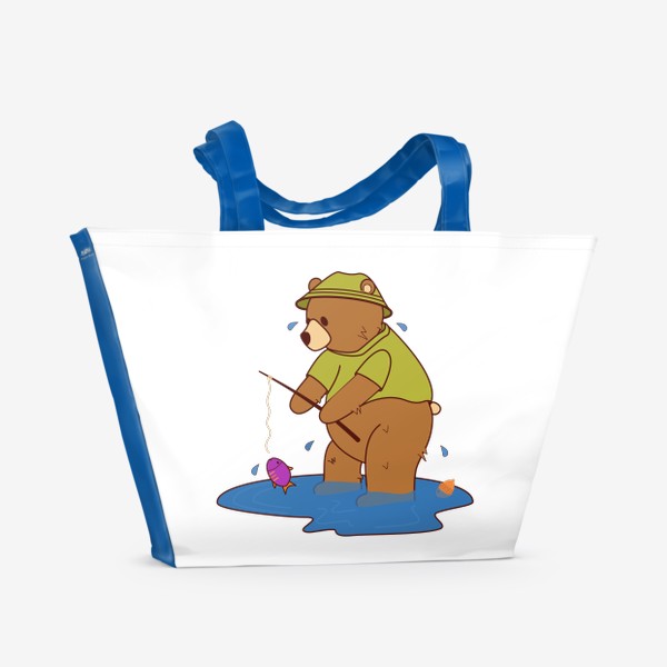 Пляжная сумка «Медведь рыбак »