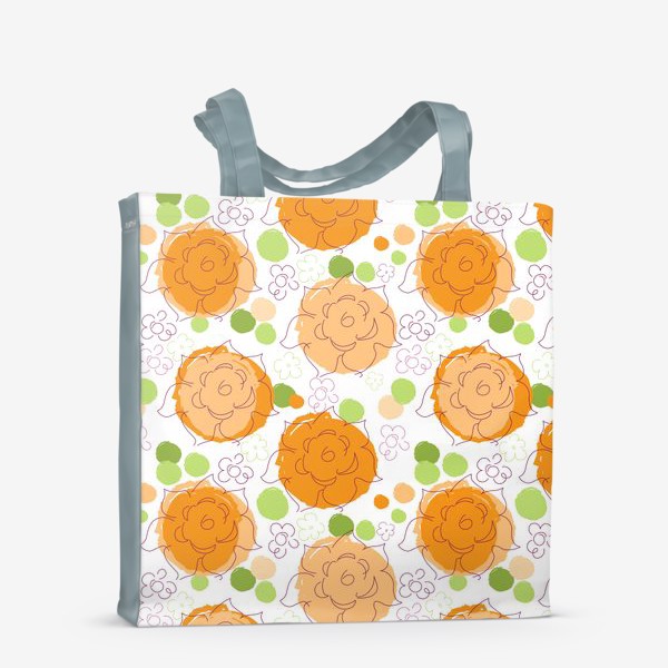 Сумка-шоппер «Бесшовный паттерн с георгинами.Оранжевые георгины.Цветы.»