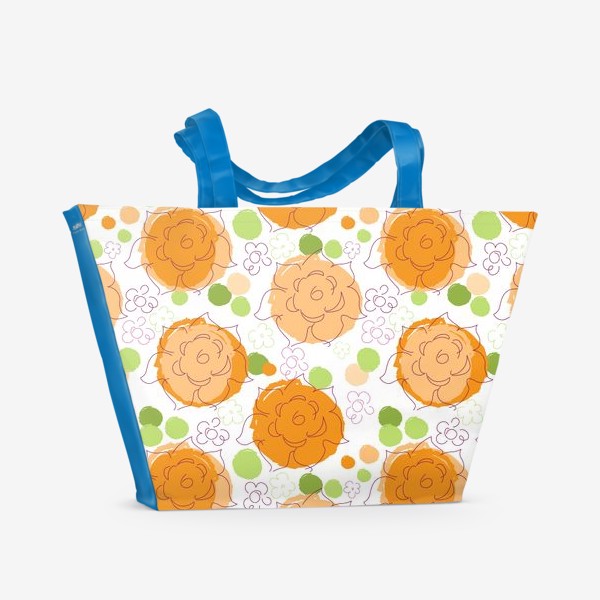 Пляжная сумка «Бесшовный паттерн с георгинами.Оранжевые георгины.Цветы.»
