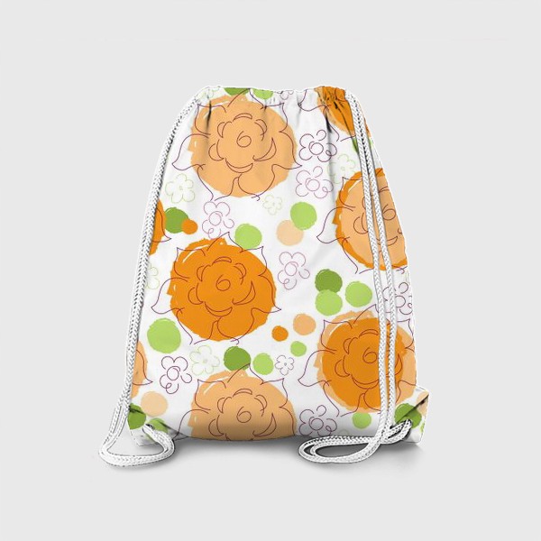 Рюкзак «Бесшовный паттерн с георгинами.Оранжевые георгины.Цветы.»