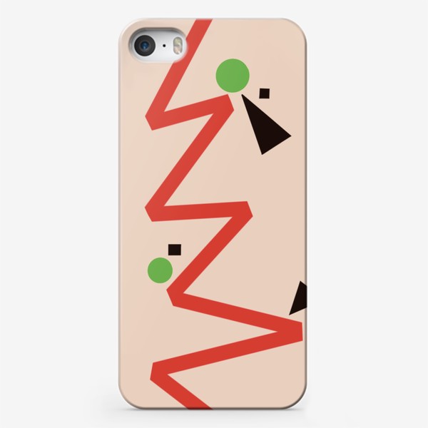 Чехол iPhone &laquo;Абстрактный узор № 16 Курсор и линия чёрный зелёный красный бежевый &raquo;