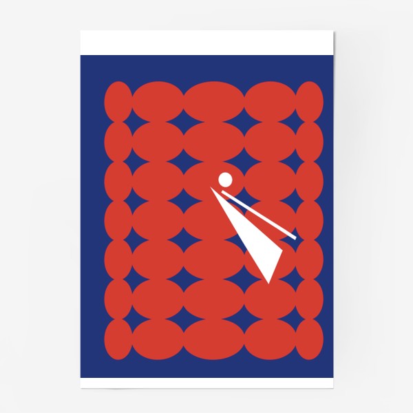 Постер «Абстрактный узор № 18 Фокус на точке синий красный »