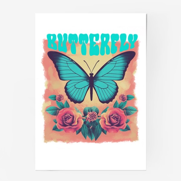 Постер «Бабочка в розах»