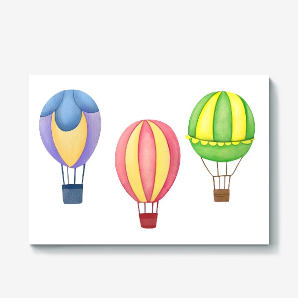 Холст «Воздушные шары - акварельный принт для путешественника»