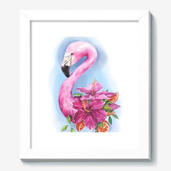 Картина «Фламинго с цветами»