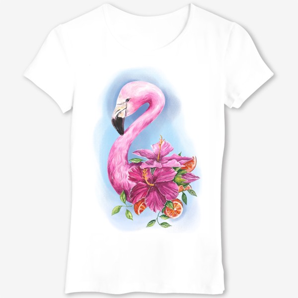 Футболка «Фламинго с цветами»