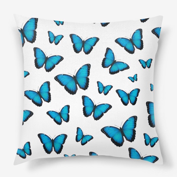 Подушка «Паттерн с голубой Бабочкой Морфо»