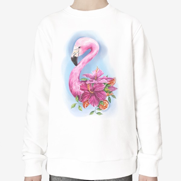 Свитшот «Фламинго с цветами»