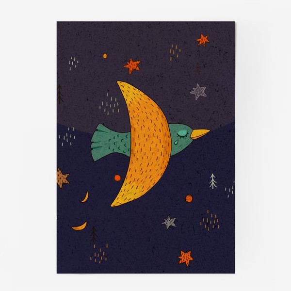 Постер «Птица с полумесяцем и звезды.»