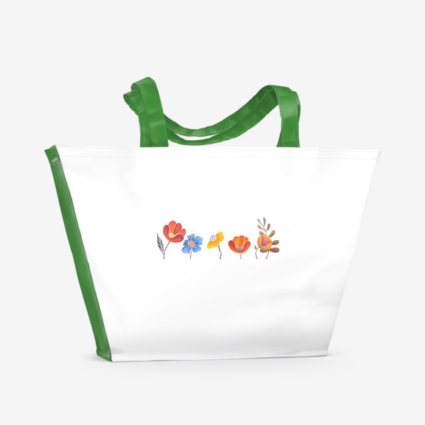 Пляжная сумка «Цветы - акварельный принт»