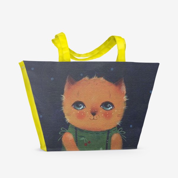 Пляжная сумка «Кошечка в вишнях»