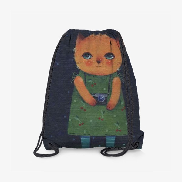 Рюкзак «Кошечка в вишнях»