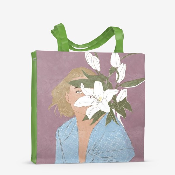 Сумка-шоппер «Девушка, весна, мода, цветы, лилии»