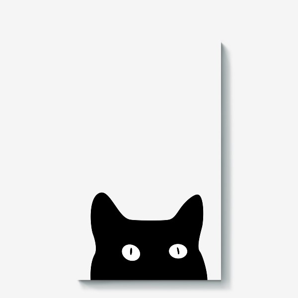 Холст «Черный кот выглядывает снизу»