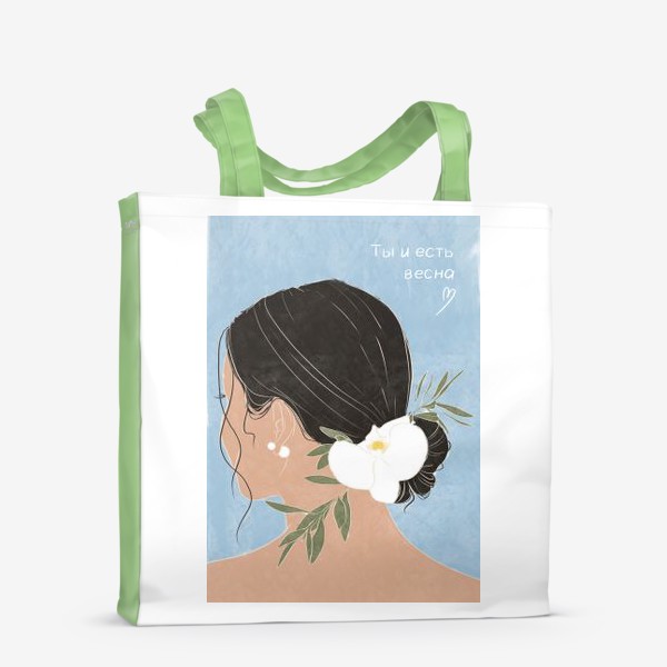 Сумка-шоппер «Девушка, женщина, цветы, орхидея, весна, мода»