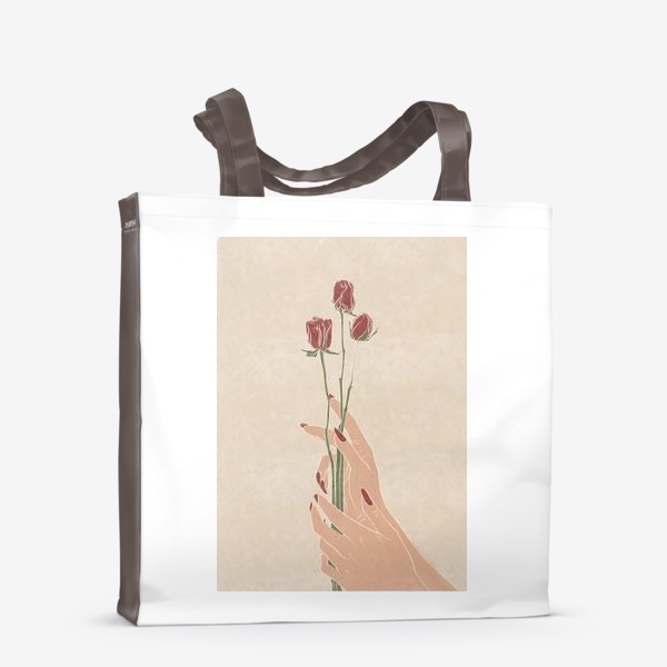 Сумка-шоппер «Розы, цветы, руки, букет»