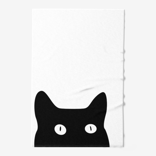 Полотенце «Черный кот выглядывает снизу»