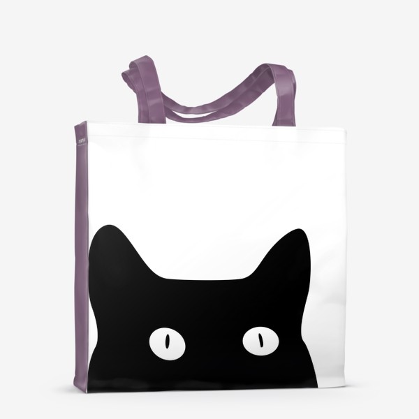 Сумка-шоппер «Черный кот выглядывает снизу»