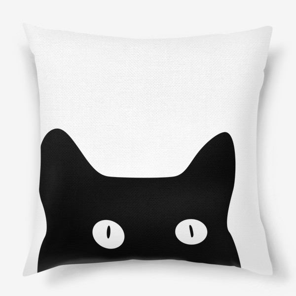 Подушка «Черный кот выглядывает снизу»