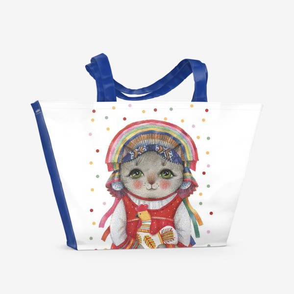 Пляжная сумка «Кошечка в Тульской сороке с Филимоновской игрушкой»
