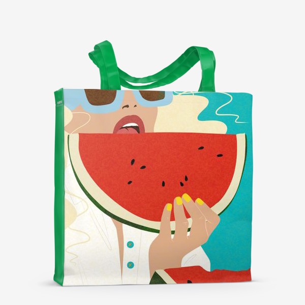 Сумка-шоппер «Арбуз, девушка, лето, фрукты»
