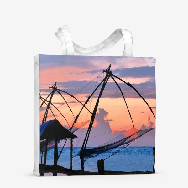 Сумка-шоппер «Рыбацкие сети в закате на море»