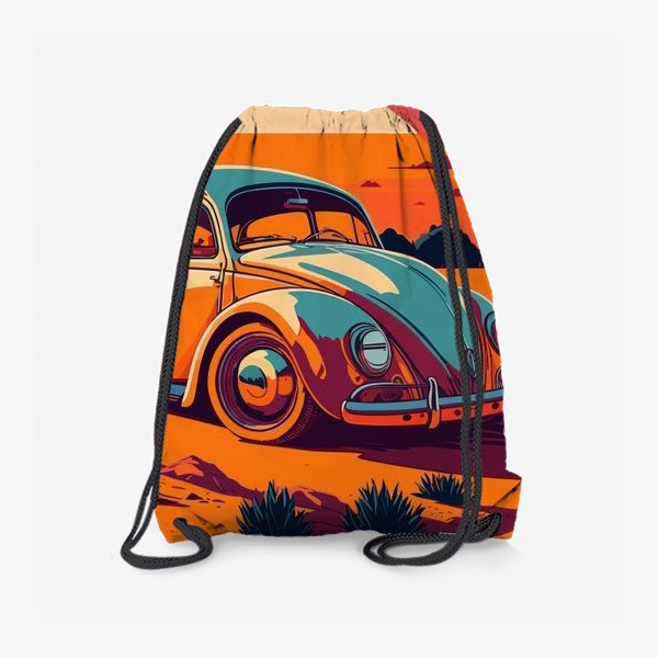 Рюкзак «Ретро авто на фоне пустыни в стиле винтажного постера»
