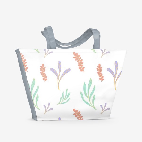 Пляжная сумка «сиреневые, бирюзовые и красные цветы»