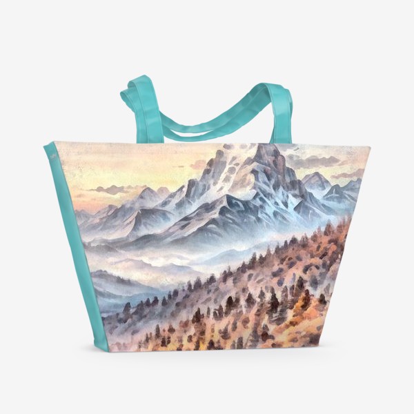 Пляжная сумка «Осень в горах акварель»