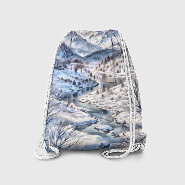 Рюкзак «Зима в горах акварель»