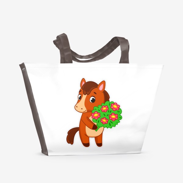 Пляжная сумка «Лошадка с цветами»