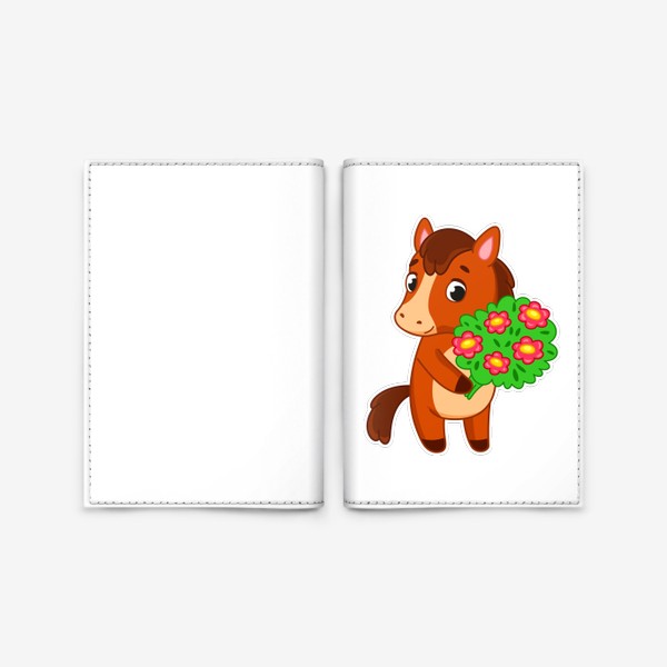 Обложка для паспорта «Лошадка с цветами»